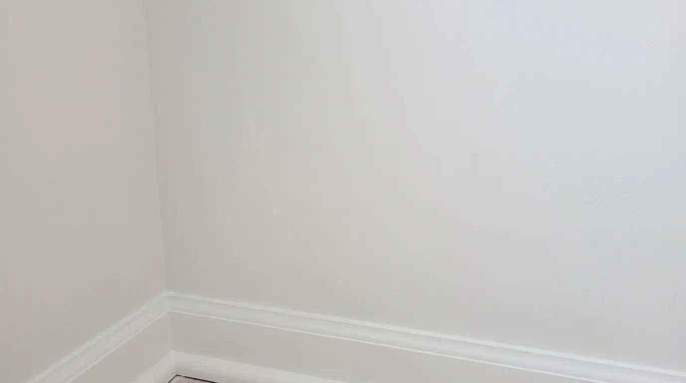 Same bathroom wall clean and repainted after mold remediation