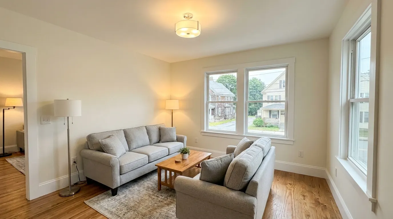 Same room fully rebuilt and finished after reconstruction